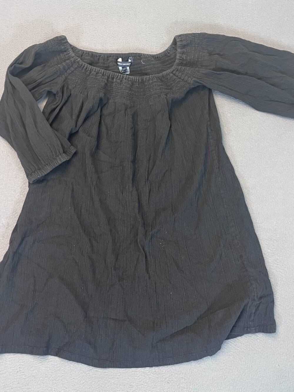 French Connection Womens Small Black Blouse Tunic Mini Dress Peasant Flow Cotton